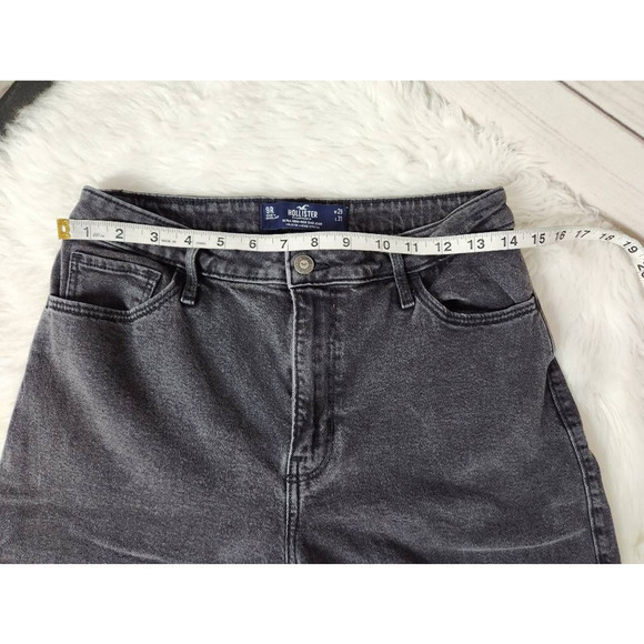 Hollister Womens Ultra High‎ Rise Dad Jeans Straight Black Color Block Juniors 9 - Picture 3 of 7